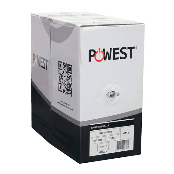 ROLLO DE CABLE UTP POWEST NUU6P-0600 GRIS CAT6 305 mts.